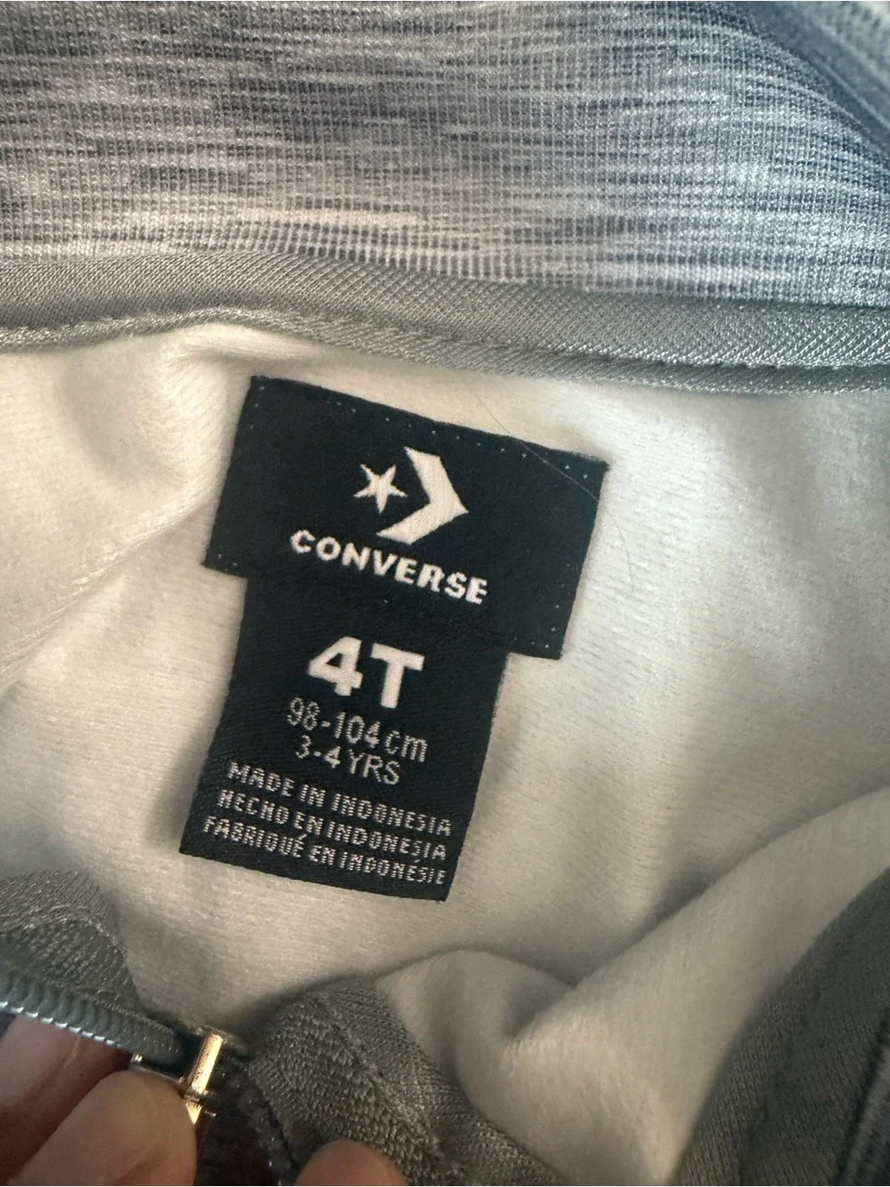 Converse Kids Heather Gray Full-Zip Jacket with Navy Logo